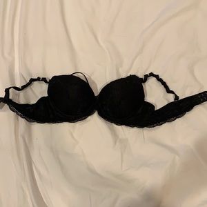 Black lace bra with bow detail